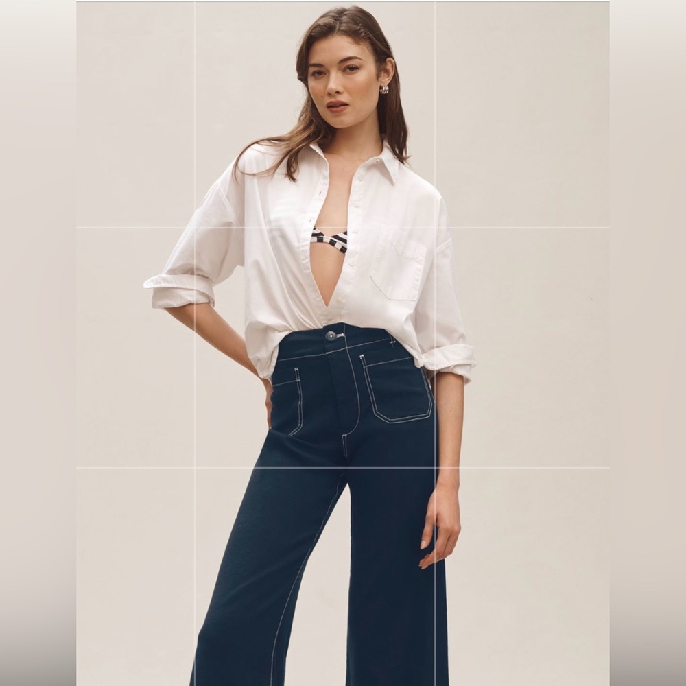 Maeve The Colette Contrast-Stitch Linen Pants